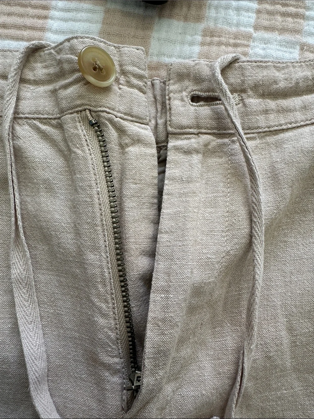 Uniqlo Women’s Beige Linen-Cotton Blend Lightweight Straight Leg Pants Size M